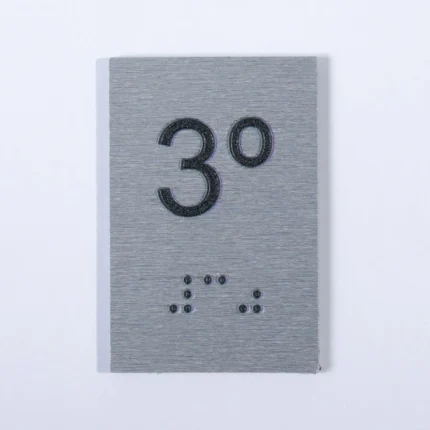 Placa Braille escadas-elevadores - 3° Andar - ACM 6x4cm