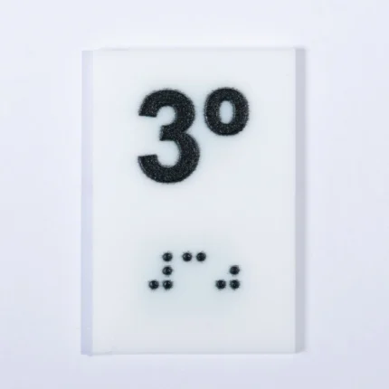 Placa Braille escadas-elevadores - 3° Andar - ACRILICO 6x4cm