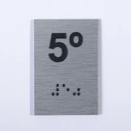 Placa Braille escadas-elevadores - 5° Andar - ACM 6x4cm