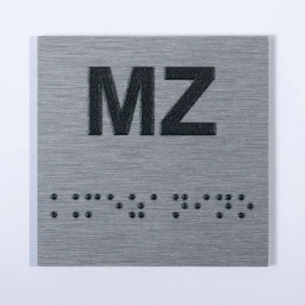 Placa Braille escadas-elevadores - Mezanino - ACM 7x7cm