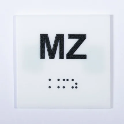 Placa Braille escadas-elevadores - Mezanino - ACRILICO 7x7cm