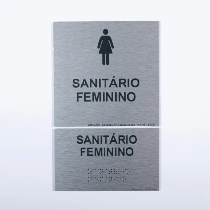 Placa Sanitário Feminino ACM 15x15cm e braille 15x9cm