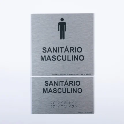 Placa Sanitário Masculino ACM 15x15cm e braille 15x9cm