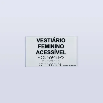 Placa Verstiário Feminino acessivel ACRILICO 15x9cm e braille