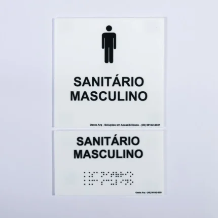 Placa sanitário Masculino ACRILICO 15x15cm e braille 15x9cm